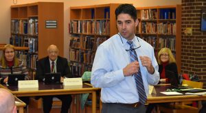 brian dunn addresses the audience at the january 24th board of education meeting