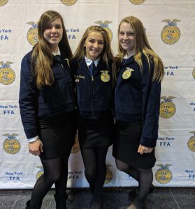 Meghan McCarron, Vivian Hanley, and Kelsey Campbell attend the NY state FFA convention in Rochester, NY