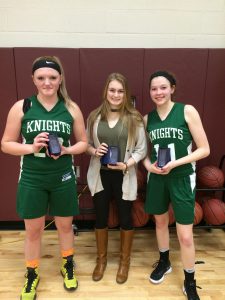 Bre Palmatier, Kelsey Terrell, and Camryn Leggett hold their awards