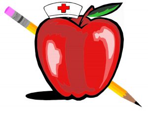 school nurse artwork with an apple