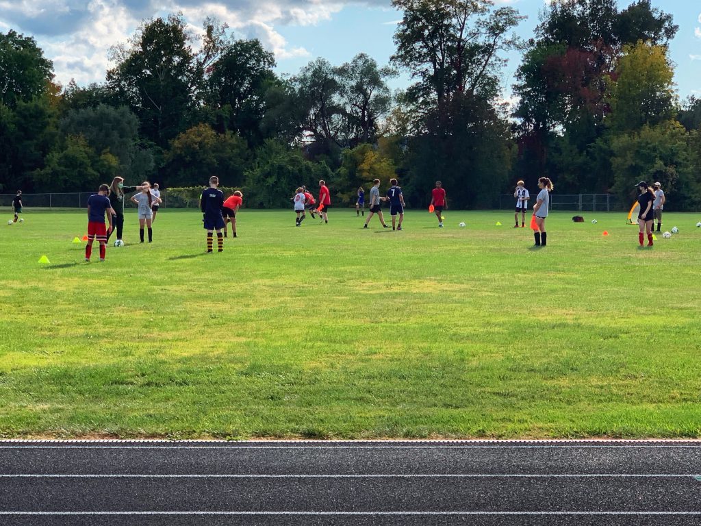 Middleburgh soccer players at their first practice