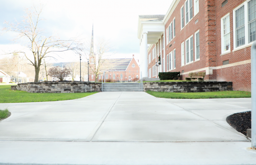 smooth, newly paved sidewalks leading to high school