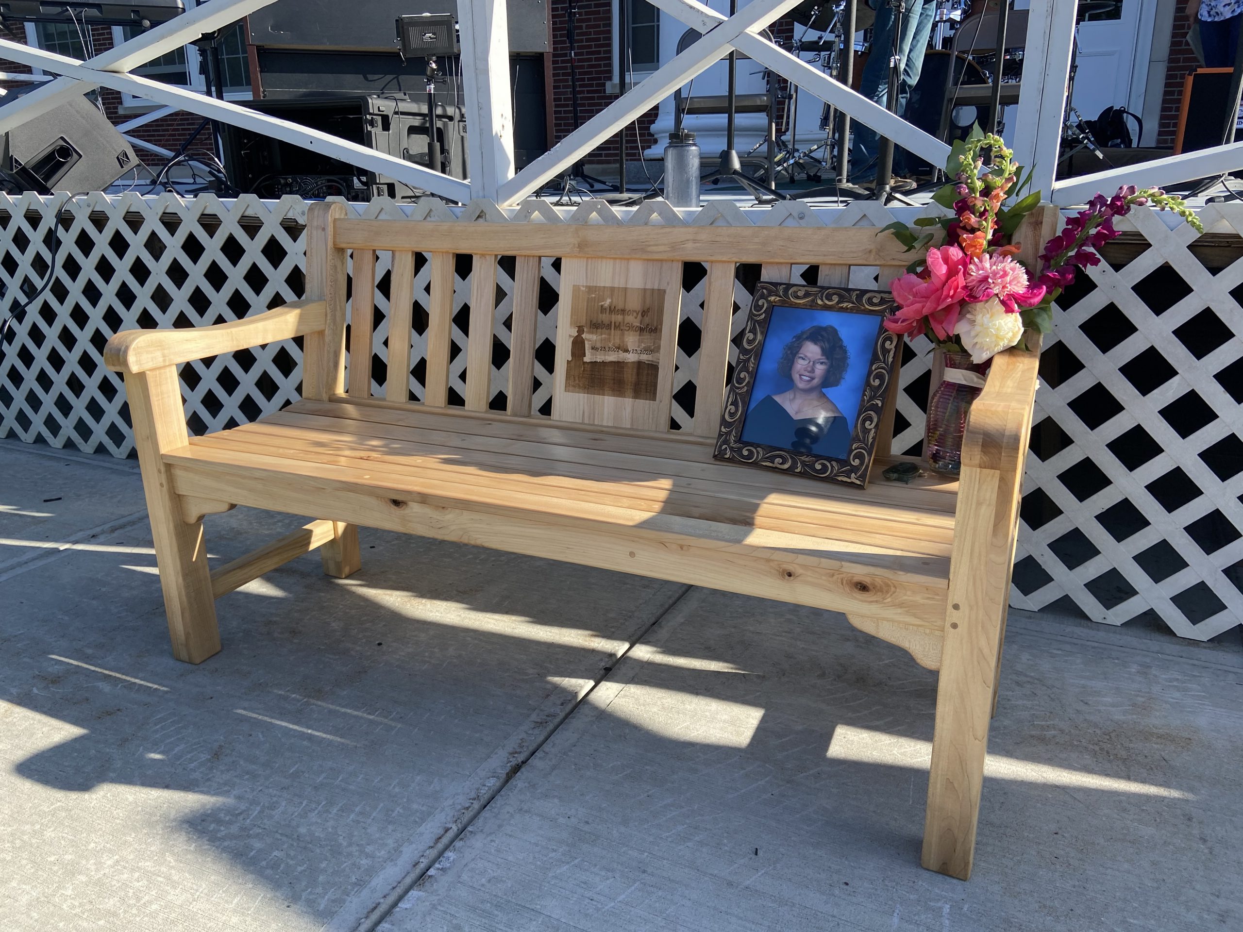 CTE students create a remembrance bench for Isabel Skowfoe