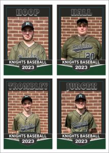Knights Baseball 2023 Hoop, Hall, Trombley, Jurcek