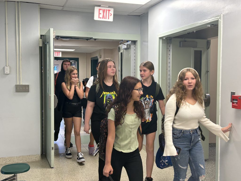 students in hallway