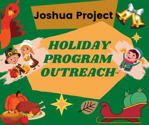 Joshua Project Holiday Program Outreach, turkey, pilgrims, elf, sleigh, bells,