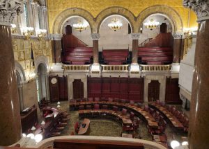 Empty legislative session room