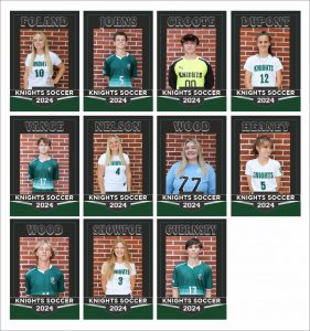 Eleven senior members of the soccer teams pose individually for photos. They are wearing Middleburgh team shirts.