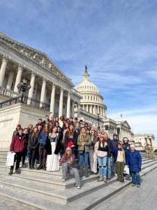 Students on the steps of the US Capitol.