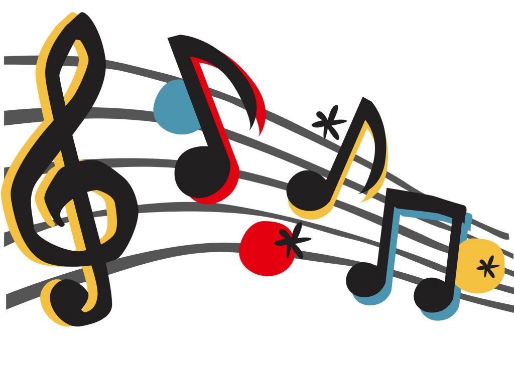 Musical notes on a scale.