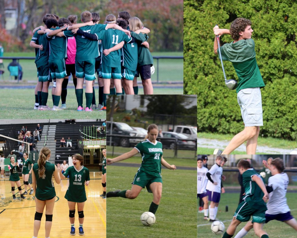 Collage of Middleburgh students from golf, soccer, track, volleyball teams.