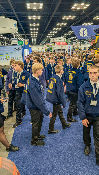 FFA Convention floor populated with a crowd of teens wearing FFA jackets.