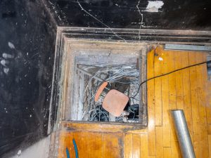 Electrical infrastructure work for auditorium upgrades.