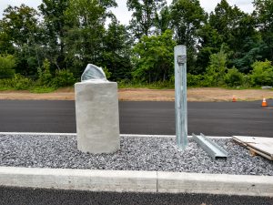 Transportation facility site with new utility infrastructure installation.