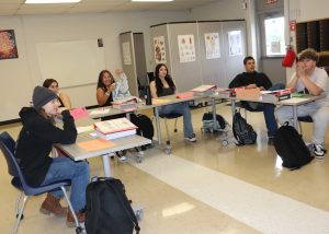 High school EMT students in a classroom.